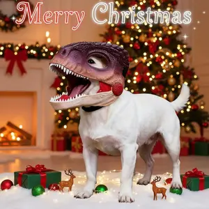 Christmas Pet Dinosaur Mask, Funny Sound Effects Adjustable, Dogs and Cats Turn into Dinosaurs and Become Internet Famous in Seconds