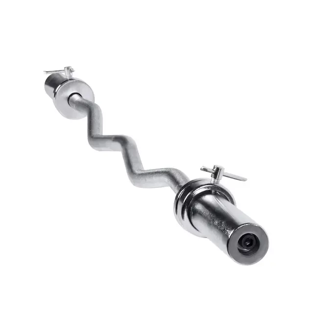 Barbell 47 In. Olympic EZ Curl Bar with Collars, 200lb Capacity, Chrome