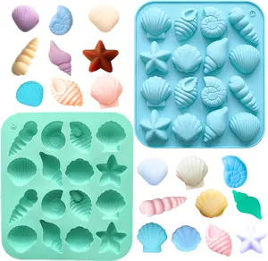 Ocean Animal Fondant Mold Set - 2 PCS Seashell Fondant Silicone Molds Conch Starfish Molds Marine Animal Theme Cake Baking Molds for Chocolate Candy Cake Cupcake Cookie Polymer Clay DIY Cake Decoration