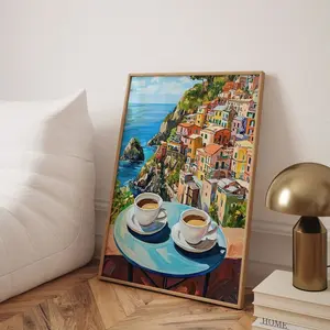Italian Espresso Art Print Amalfi Coast Positano Poster Coffee Kitchen Wall Art K