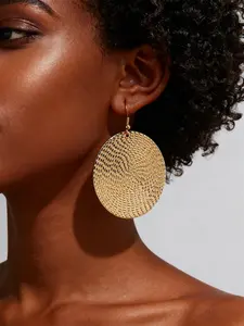 Geometric Round Hoop Earrings, Exaggerated Style, Elegant Luxury Design, Simple Fashion Jewelry for Women, Trendy Accessory