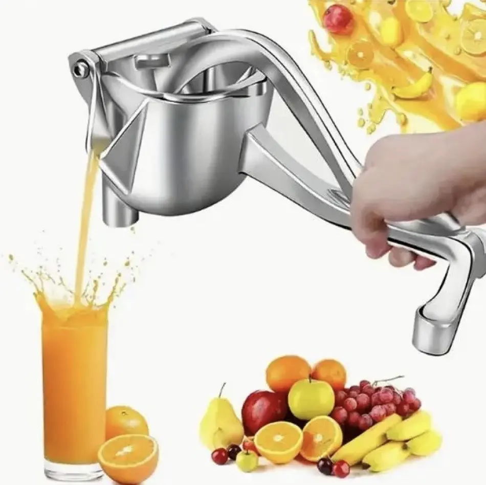 1-Pack Sturdy Fruit Utensil with Handle - Reusable Handheld Manual Metal Lemon Juicer Squeezer, Food Grade Aluminium Kitchen Gadget for Seniors, High Yield Fruit Juicing, Detachable Head, Quiet Operation, Easy Cleaning