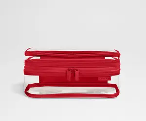 Clear Toiletry Bag in Cherry Red