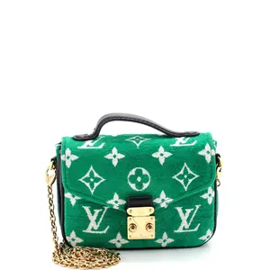 Pre-owned Louis Vuitton Jacquard, Leather Top Handle Bags Micro Metis LV Match Monogram Jacquard Velvet by Rebag