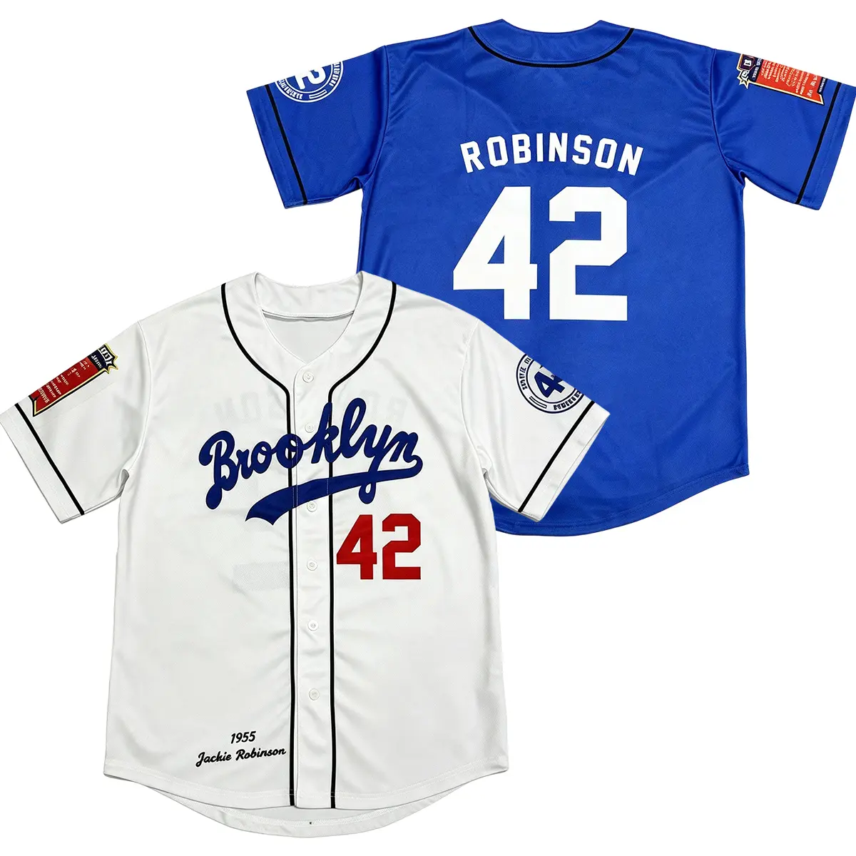 Men's 1955 Retro Classic #42 Baseball Jersey Breathable Eyelet Fabric Short Sleeve Button Down Casual Sportswear Athletic Top Full Size S-5XL Vintage Fan Apparel Daily Outdoor Sports Shirt