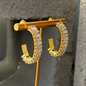 Mini Crystal Oval Hoops