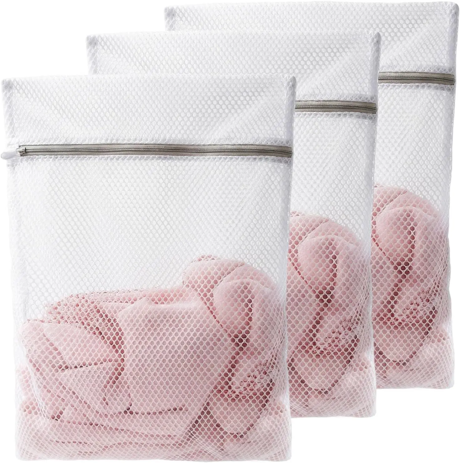 3 Pack Mesh Laundry Bags for Delicates,16 x 20 Inches Honeycomb Zippered Washing Bags