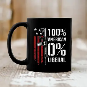 100% American 0% Liberal Mug , Funny Pro Gun Mug