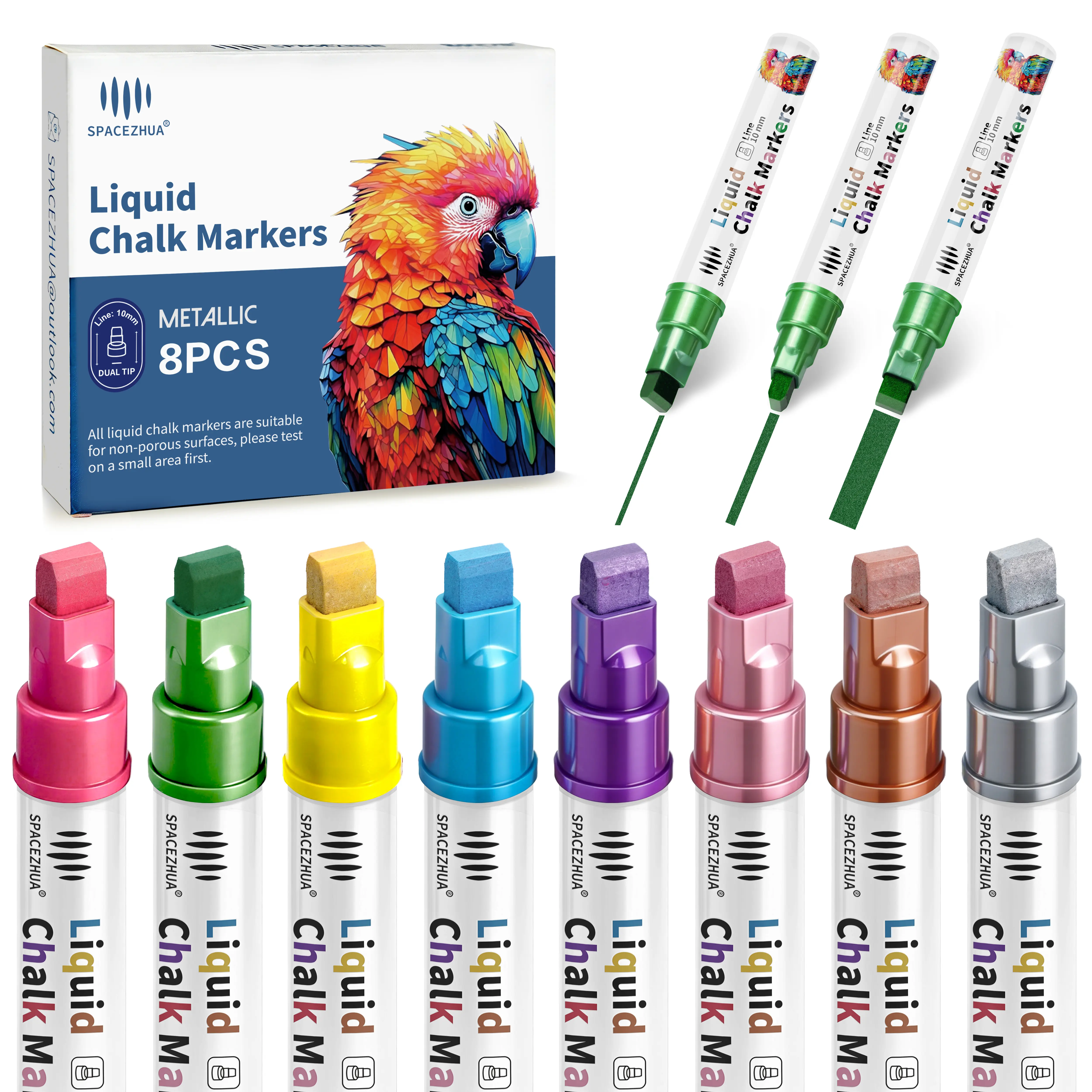 Metallic Liquid Chalk Markers 10MM Extra Large Erasable Pens for Chalkboard Glasses Mirror Poster Bistro Car DIY Window Professional 10mm Tip