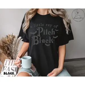 A Little Ray of Pitch Black Shirt, Funny Halloween Sweatshirt, Dark Humor Gothic Style Bat Tee, Sarcasm Shirts For Besties