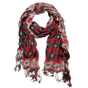 Chic Christmas Snowflake Viscose Crinkle Scarf - 75" x 27" with 4" Fringe | Stylish Winter Accessory for Holidays, Casual Wear & Gift Giving