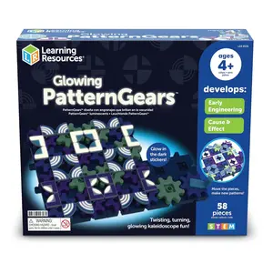 Learning Resources Glowing PatternGears - Glow in The Dark Building Set, Toddlers Hands-On Toy, STEM Construction & Engineering, Fine Motor