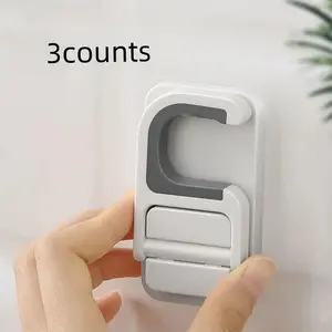 3-Piece Wall-Mounted Broom Holder, Mop Rack, Space-Saving Self-Adhesive Organizer, Easy Installation, Perfect for Home Cleaning, Self Adhesive Hooks