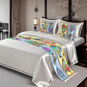 Bed Runner, 3 Counts/set Colorful Butterfly Pattern Bed Runner, Soft Bedding Supplies for Home Bedroom Hotel Dormitory
