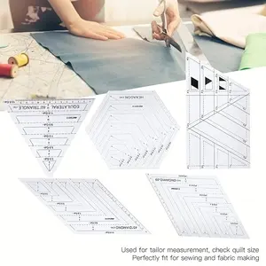 5-Piece Stitching Ruler Set, Plastic Quilting Template Ruler, Transparent Creative Quilting Ruler, Sewing Cutting Craft Tools