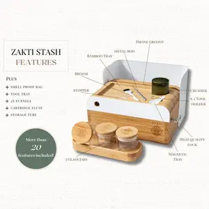 Zakti Stash - High End Storage organizer for your herbs and spices - Locking lid, with Bamboo Tray