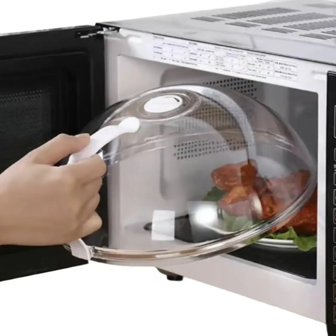 Reusable Microwave Splatter Cover with Handle, Fits Standard Plates, Clear Splash Cover, Modern Kitchen Tool, Kitchen Gadget, Kitchen Supplies, Food Storage Lid, Essential Kitchen Accessory, Durable and Easy to Clean