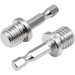 2pcs Silver Outer Conversion Rod Woodworking Hex Socket Adapter Sets, Hex Shank Drill Chuck Converter, Impact Power Drill Parts & Accessories