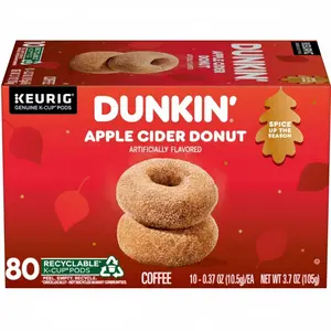Dunkin' Apple Cider Donut Coffee, K-Cup Pods, Medium Roast, 10/Box, 8 Boxes/Carton