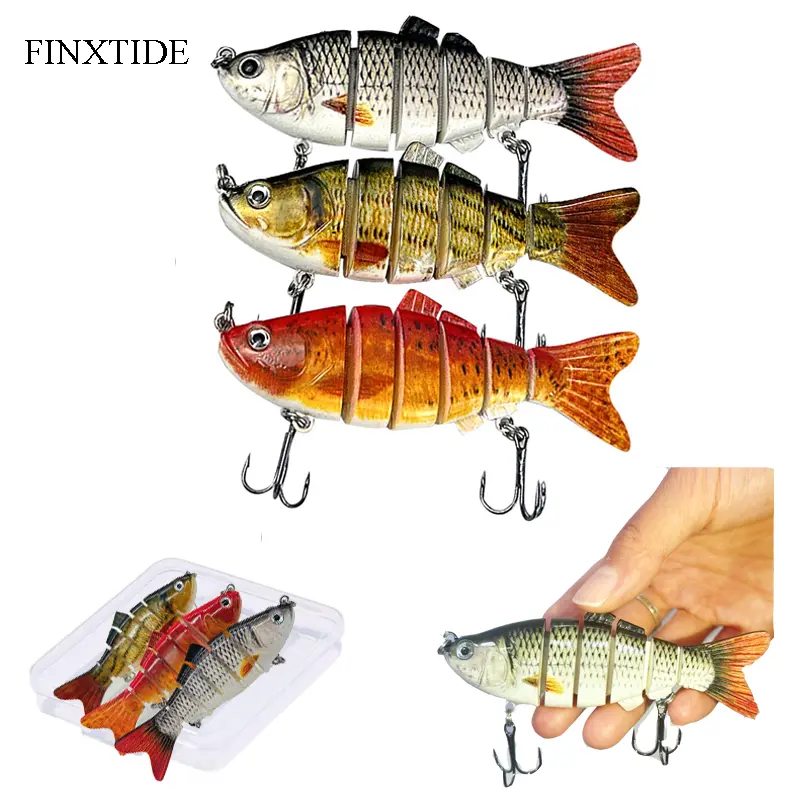 FINXTIDE 3PCS Bionic Fishing Tackle Swimbait - Jointed Glide Bait, Robotic Self-Swimming Lure with 3D Eyes (10cm), Lifelike for Bass, Predator-Attracting for Freshwater & Saltwater