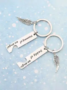 Angel Mom Dad Keychain Set (2 Pieces), Baby Memorial Gift, Miscarriage Sympathy Present, Anniversary Keychain, Couple Keychain Set