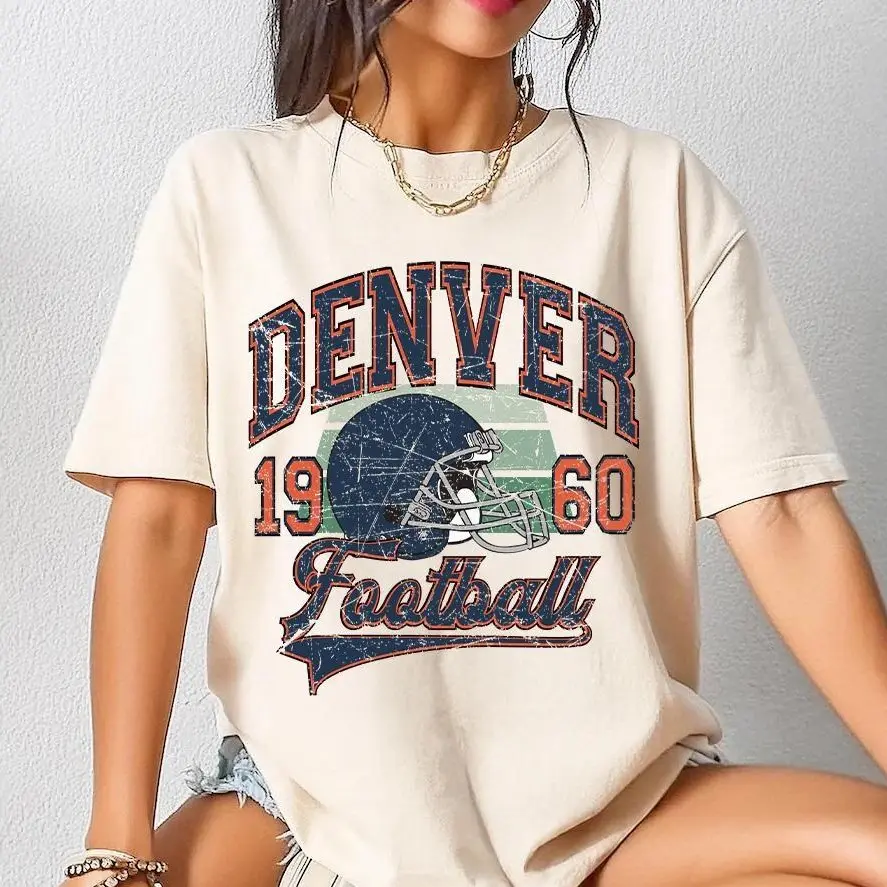 [Sale off 50%] Vintage 90s Style Denver Football Shirt, Football Game Day Sweatshirt, Denver Graphic Tee, Denver Team Mascot T-Shirt, Bronco Fan Apparel