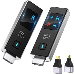 2026   HDMI Transmitter and Receiver, 360FT/110M Extender 4K Decode 1080P@60Hz Output with LED Display, Plug&Play 5.8+2.4G Streaming Video/Audio from PC/Laptop/TV Box to