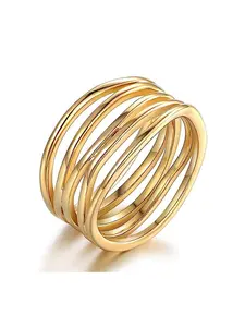 Women's Multi-Layer Line Ring, Simple Metal Design, Fashionable Versatile Jewelry Accessory, Perfect for Daily Wear, Ladies' Gift