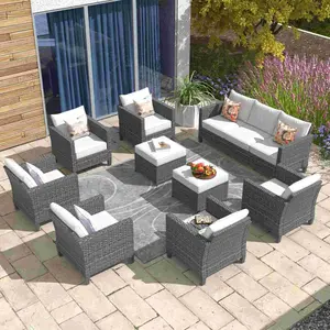 Ovios Patio Conversation Set New Vultros 9-Piece High Back with Cushions