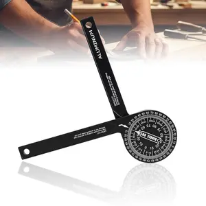 7 Inch Aluminum Miter Saw Protractor, Rustproof Precision Angle Finder Tool with Precision Laser Engraved Scales for Carpentry, Woodworkers, Builders, Home DIY,Plumbers, Baseboard & Construction Work
