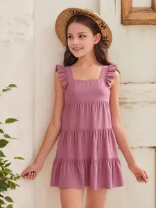Tween Girls Cute Playful Ruffled Lace Sleeve Princess Dress, Adorable Party Wear, Comfortable and Stylish, Perfect for Special Occasions