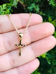 Crucifix Pendant Charm Necklace Chain Jewelry Gifts Religious For Newborn Toddler And Youth