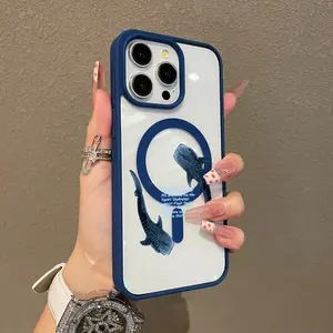 Whale Shark Coastal Vibe Adorable Magnetic Case for iPhone11/12/13/14/15/16/17/promax MagSafe Compatible, Lightweight, Anti-Fall | Girly & Chic Style