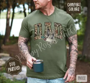 Dad Camo Duck Comfort Colors Shirt, Father's Day Gift for Daddy Tee