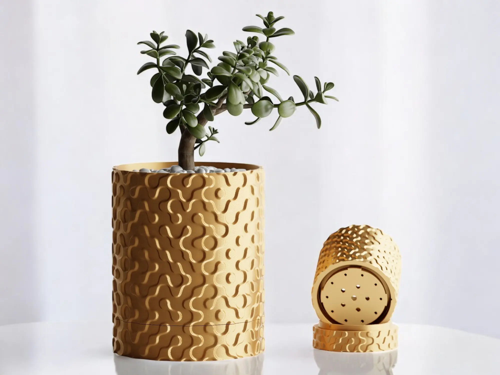 Modern Geometric Freeform Tabletop Planter with Removable Drip Tray - Ideal for Indoor Plants, Succulents, and Orchid Pots - Perfect for Flower Pots Outdoor