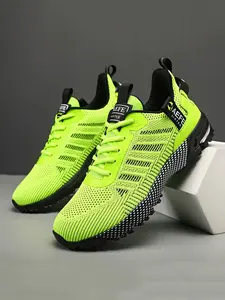 Men's Breathable Knitted Casual Sports Shoes, Plain Design Low Top Comfortable Footwear for All Seasons, Lightweight Trainers for Fitness Enthusiasts, Workout Sneakers, Athletic Training Shoes