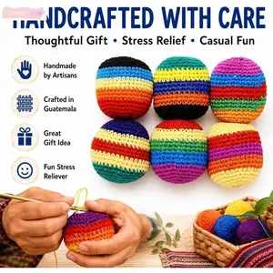 6 Pack Handmade Knitted Hacky Sack Set Multicolored Crochet Juggling Balls For Beginners Adults Nostalgia Classic Retro Skill Toy Durable Footbags For Outdoor Play
