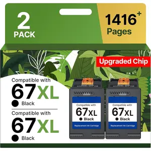 67XL Black Ink  Replacement for  67 Black Ink  67XL Ink Works for  DeskJet 4227e 2827e 2755e 2855e 2800 4155e 2755 2852e Envy 6055e 6000 6455e (2 Pack)
