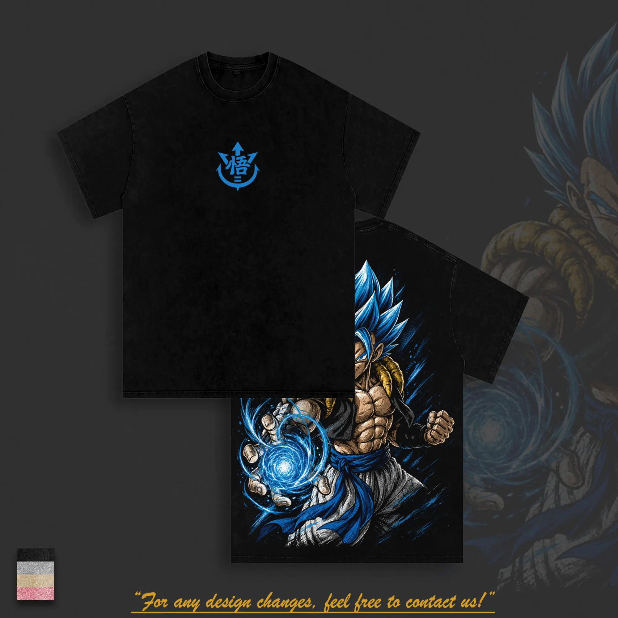 ''Gogeta'' DBZ Vintage Washed T-Shirt - Super Saiyann ''Gogeta'' Anime Graphic Tee, DBZ Fusion Heavyweight Cotton Oversized Shirt, Unisex Manga Streetwear Top DBZ Fan Gift