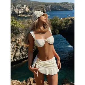 Tankini Swimsuit Set 3-Piece Solid Color, Wide Strap Design With Underwire For Comfortable Support