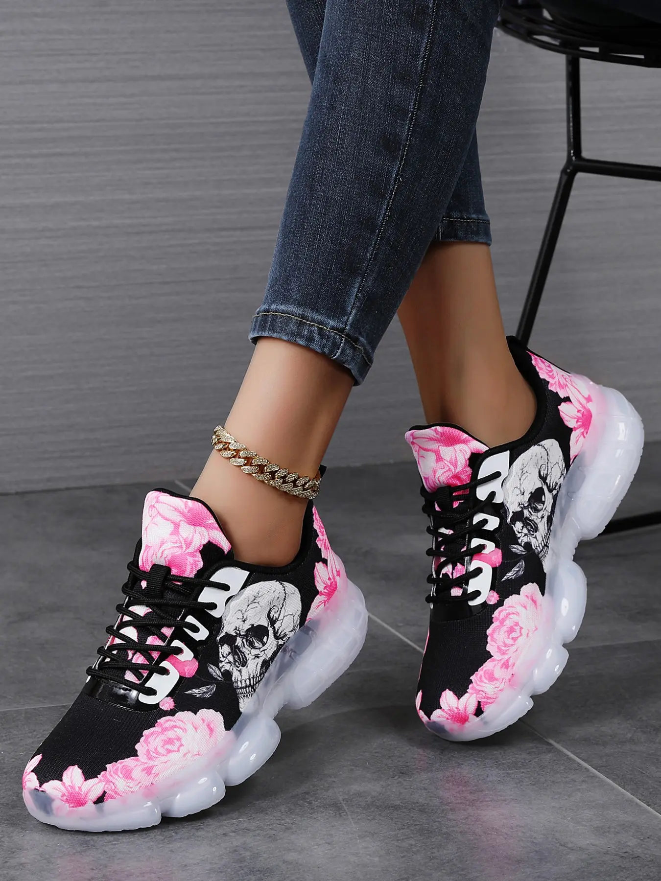 Women's Casual Sport Shoes, Breathable PU Leather, Patchwork Design, Comfortable Cushioned Sole, All Seasons Wear, Round Toe, Low Top, Thick Sole Sneakers
