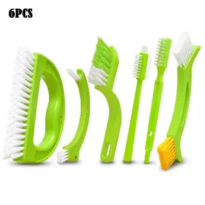 6Pcs Grout Cleaner Brush with Handle - Green Tile Joint Scrub Brushes for Deep Cleaning - Cleaning Tool with Stiff bristles,Suitable for Deep Cleaning Gap,Floors, Kitchen, and Bathroom - Home Improvement.