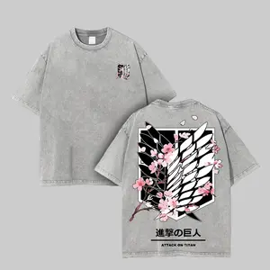 Attack On Titan Anime Unisex Tee | Wings Of Freedom AOT Shirts - Eren Acid Wash Shirt Graphic Tee Casual Menswear Soft Top Sweater, Hoodie | AOT Streetwear Style Tee