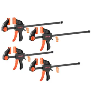 VEVOR Bar Clamps for Woodworking,  2-Pack 12 inch and 2-Pack 6 inch, One-Handed Clamp/Spreader, Quick-Grip F-Clamp with 154 lbs Load Limit, Premium Plastic and Steel, for Woodworking Metal working