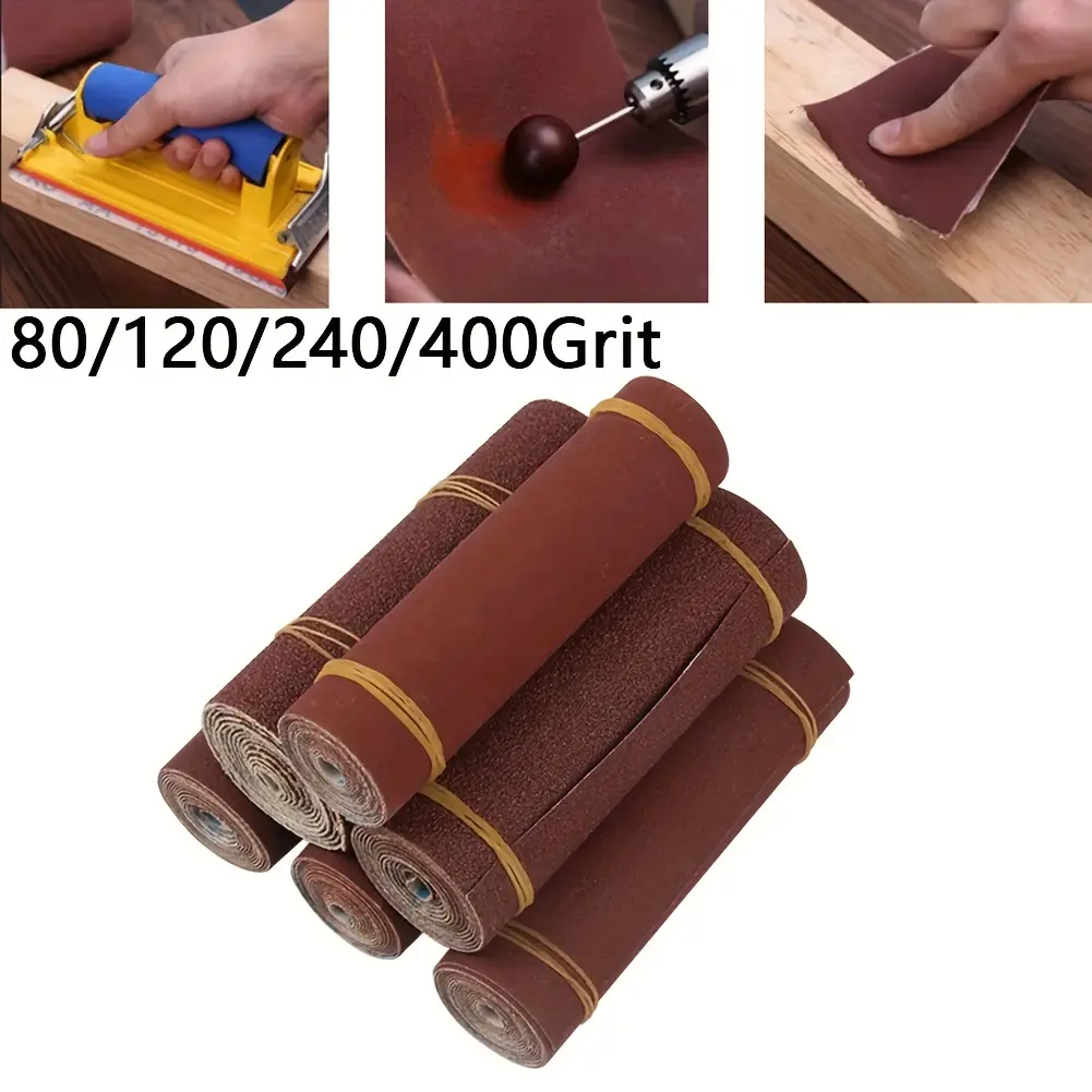 Sandpaper Roll Heavy Duty 80-400 Grit, Width 1 Meter, for Wood and Metal Polishing, Multi-Purpose Industrial Sanding Wheel for Hardware Automotive Industry
