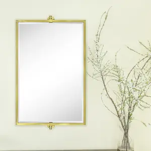 TEHOME Sema Horizontal Rectangle Pivot Tiltable Metal Framed Vanity Beveled Mirror for Bathroom, Multiple Colors and Sizes