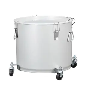 10 Gallon Oil Disposal Caddy - Rust-Proof Carbon Steel Fryer Grease Bucket with Locking Lid, Caster Wheels & Filter Bag - Heavy Duty Hot Oil Transport for Restaurants & Home