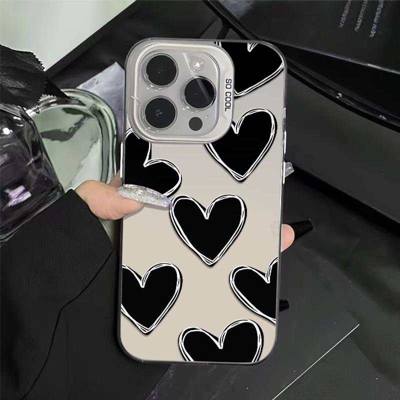 Heart Doodle Artwork Patterns Phone Case Durable Hard Acrylic Back Case With An Anti-Yellowing Coating, Made From High-Quality Designed For Reliable Drop Protection For Your Phone For iPhone 17.16.15.14.13.12.11.X.XS.XSMAX.XR.8.7