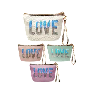 LOVE Sequin Makeup Bag