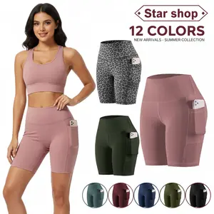 Pro-Fit 1/4/5pcs  bikeshorts, three pockets, 8-inch Inseam, quick dry,  Breathable, Stretch, Summer Outfits, Sportswear, Gym outfits 78058 Cycling